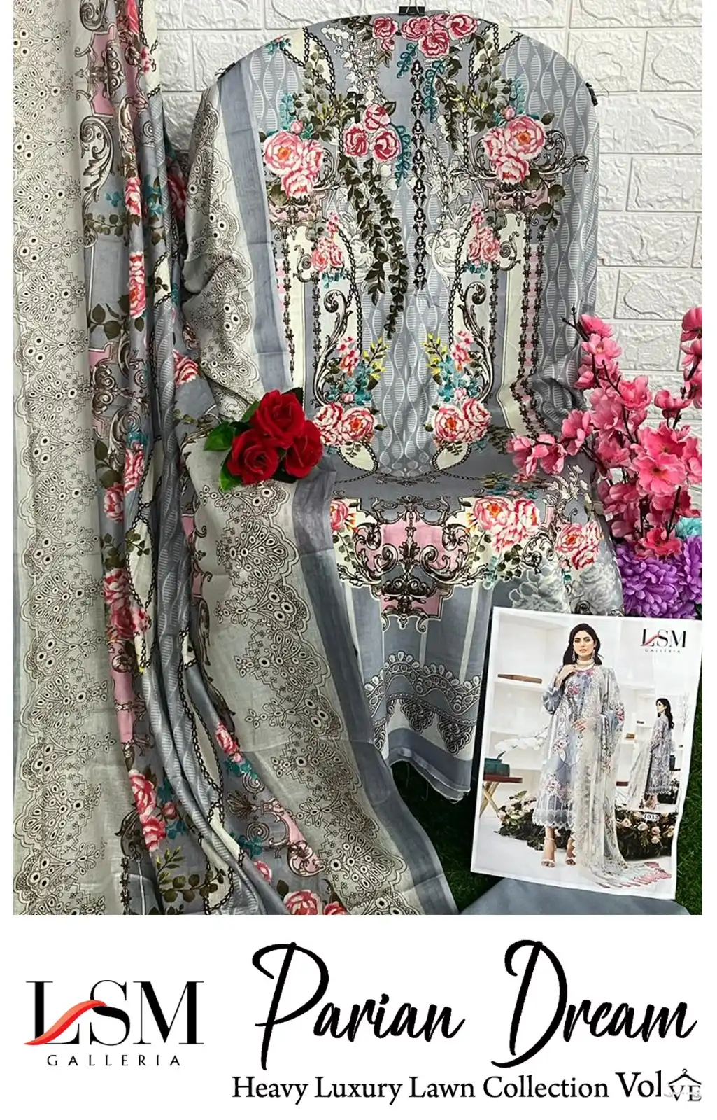 Lsm Galleria Parian Dream Vol 4 Heavy Lawn Cotton Wholesale Pakistani Salwar Suit Catalog - Image 10