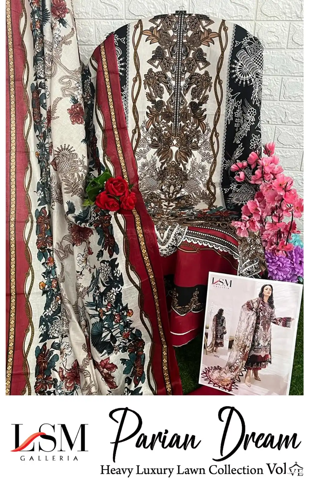 Lsm Galleria Parian Dream Vol 4 Heavy Lawn Cotton Wholesale Pakistani Salwar Suit Catalog - Image 7