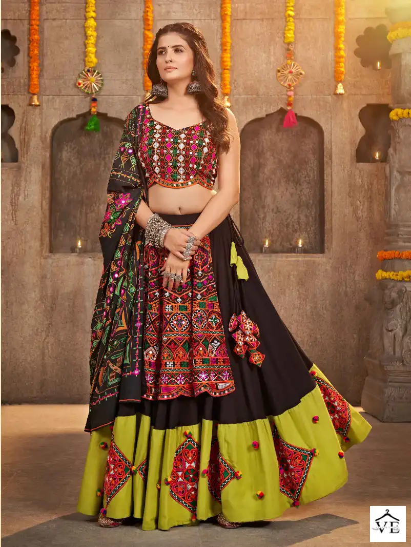 Khushboo Raas Vol 7 Viscose Rayon Wholesale Navratri Lehenga Choli Catalog - Image 4