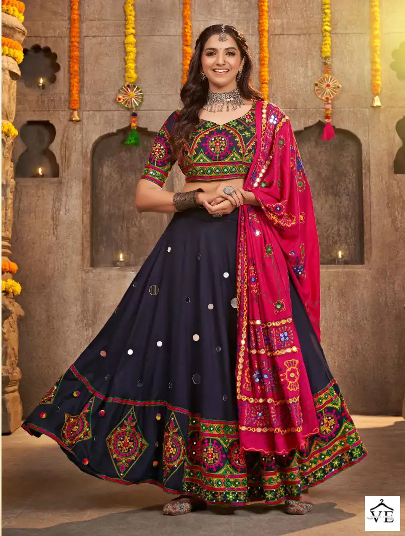 Khushboo Raas Vol 7 Viscose Rayon Wholesale Navratri Lehenga Choli Catalog - Image 5