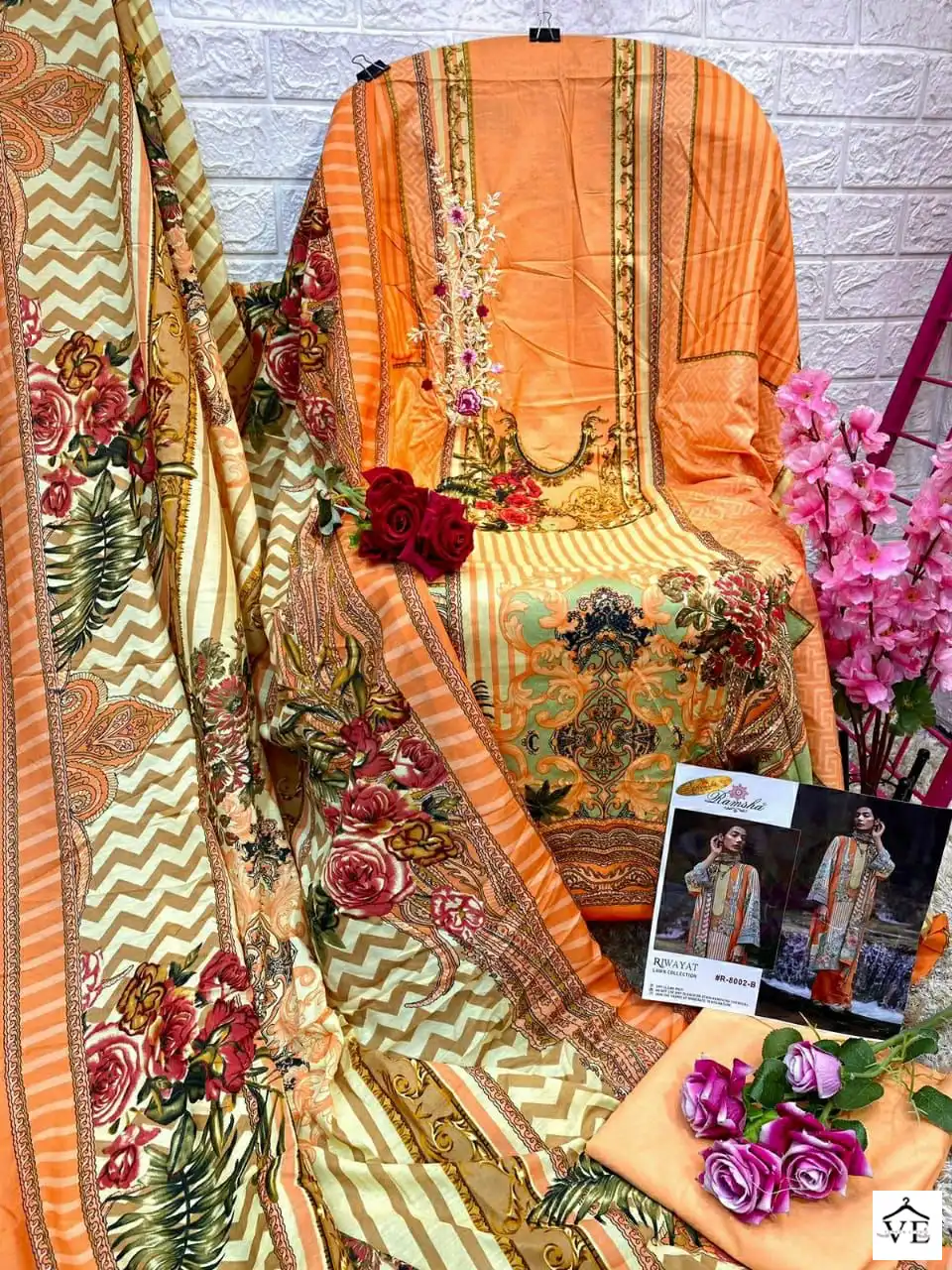 Ramsha Riwayat Lawn Collection Vol 2 Cambric Cotton Wholesale Designer Fancy Pakistani Salwar Suit Catalog - Image 6