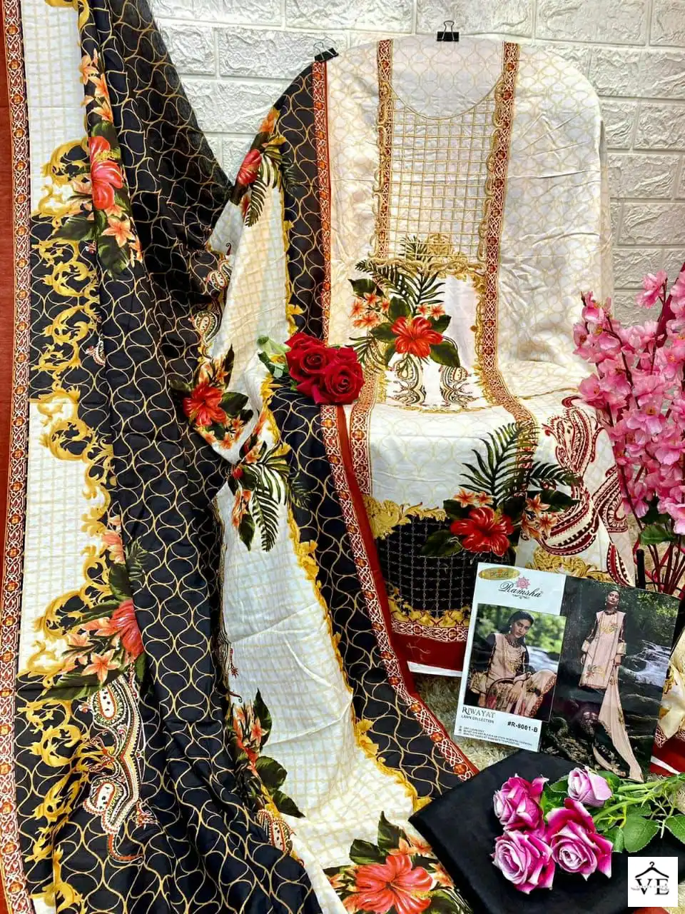 Ramsha Riwayat Lawn Collection Vol 2 Cambric Cotton Wholesale Designer Fancy Pakistani Salwar Suit Catalog - Image 7