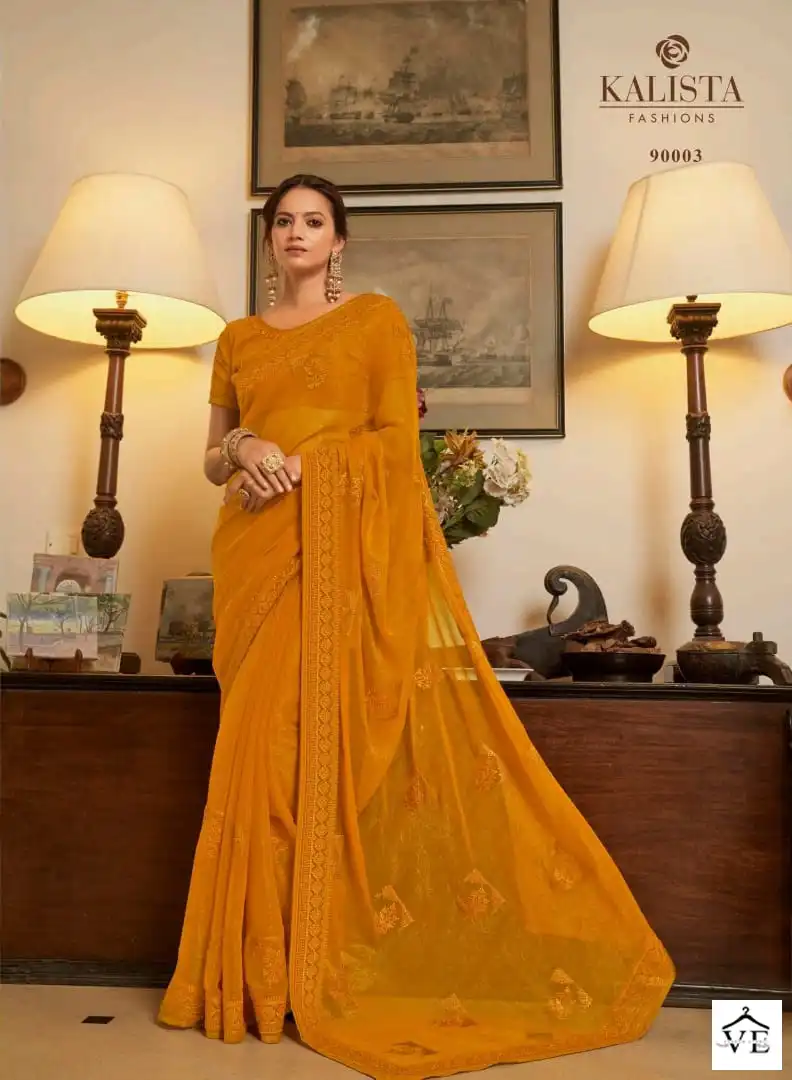 Kalista Rajshree Blooming Shimmer Wholesale Saree Catalog - Image 4