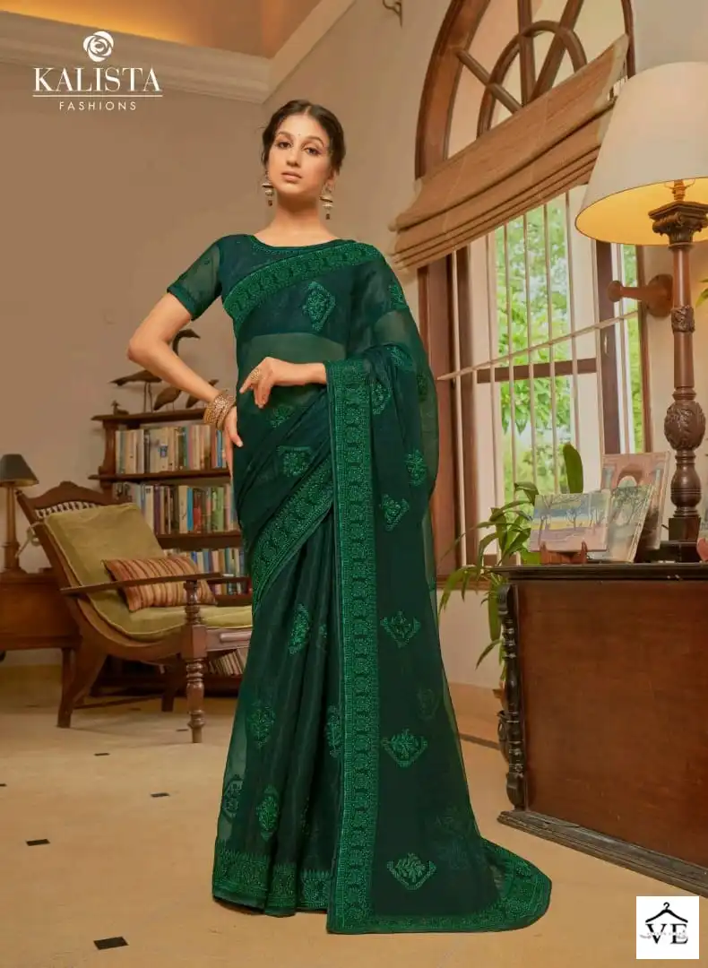 Kalista Rajshree Blooming Shimmer Wholesale Saree Catalog - Image 5