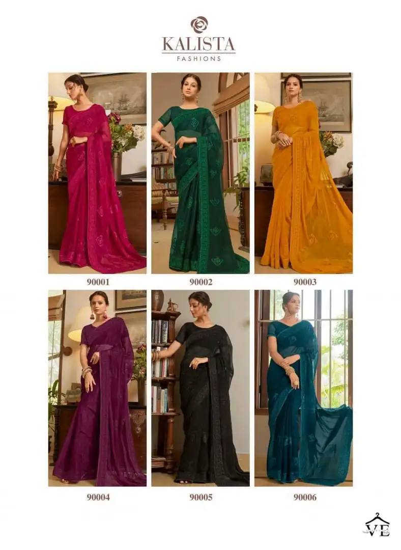 Kalista Rajshree Blooming Shimmer Wholesale Saree Catalog - Image 7