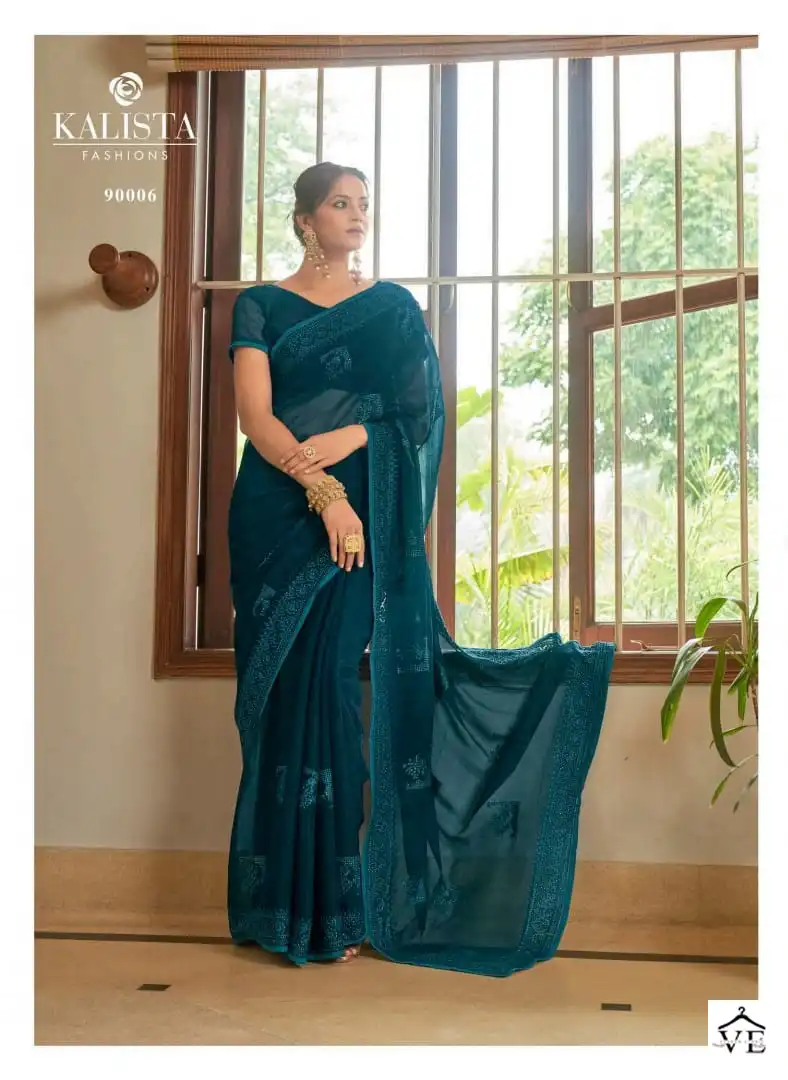 Kalista Rajshree Blooming Shimmer Wholesale Saree Catalog - Image 2