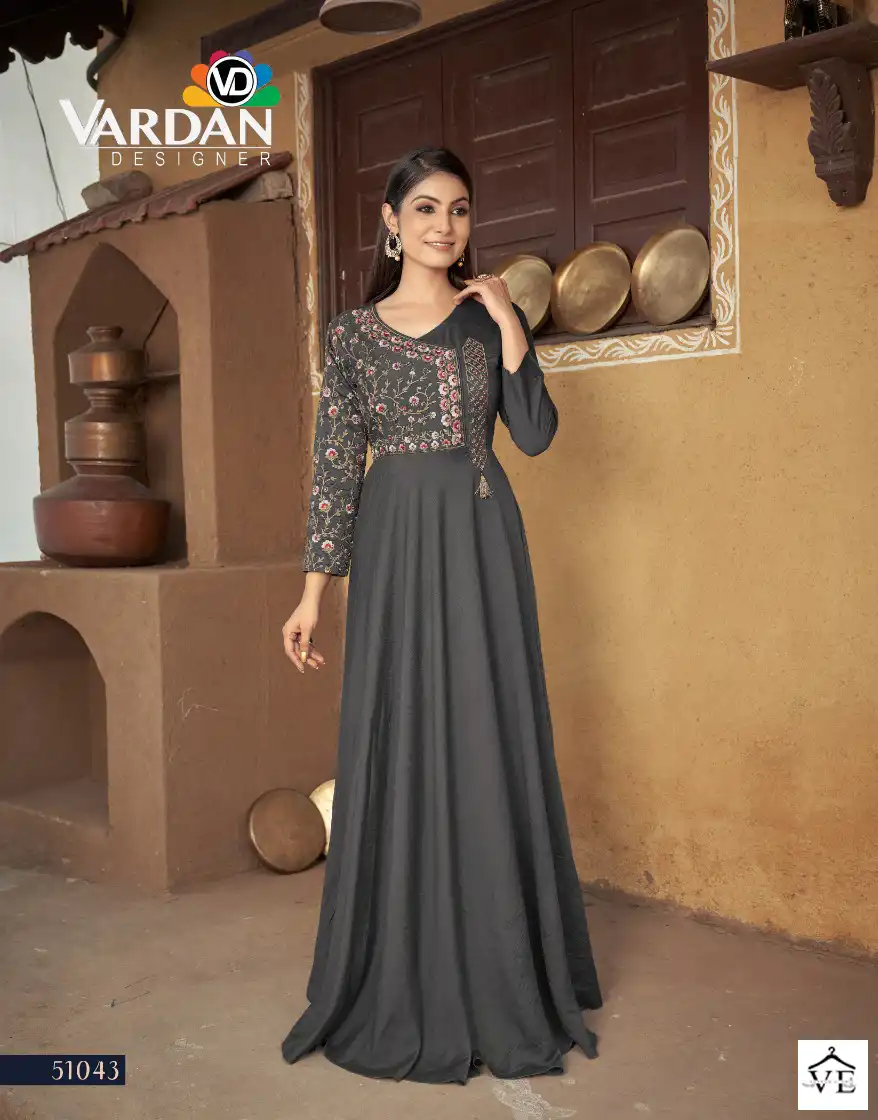 Vardan Designer Sara Vol-1 Heavy Muslin Wholesale Gown Catalog - Image 4