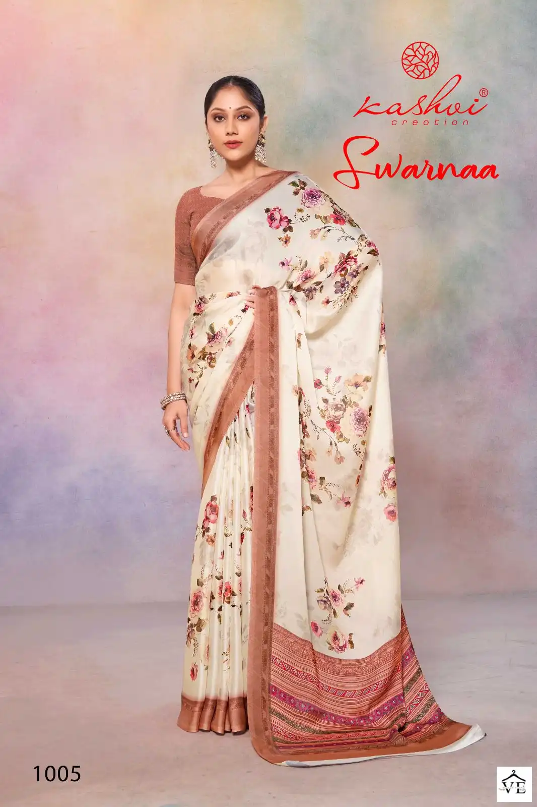 Kashvi Creation Swarnaa Satin Georgette Wholesale Fancy Sarees Catalog - Image 5