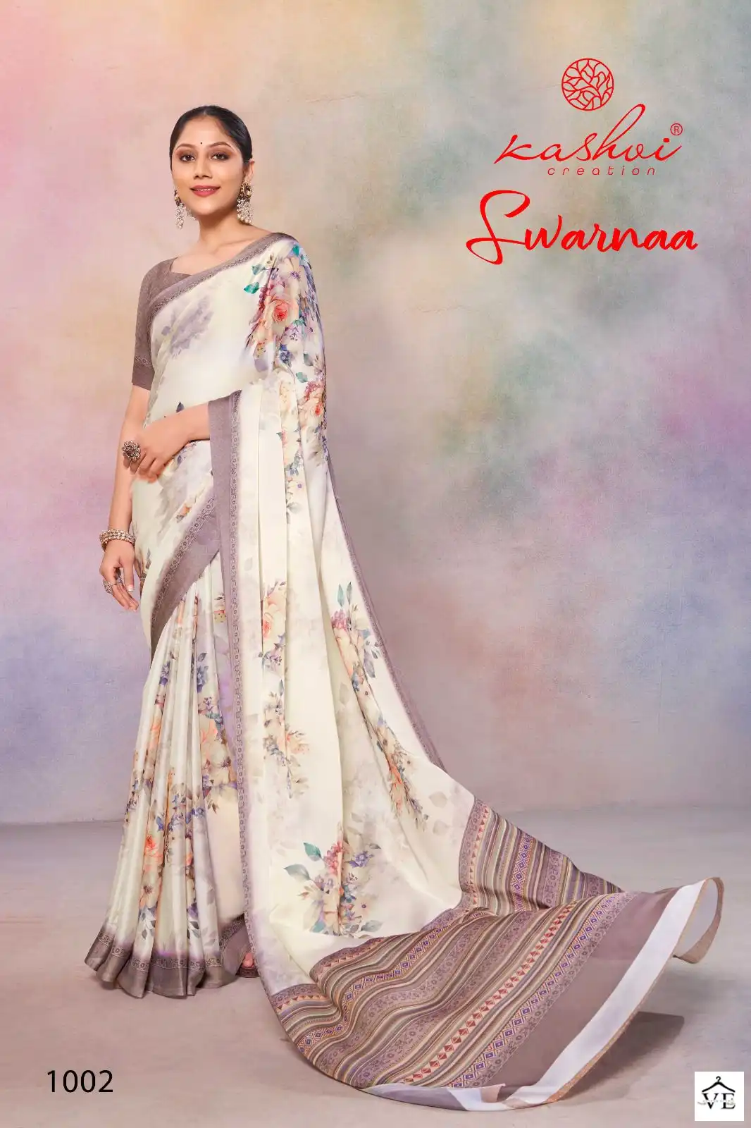 Kashvi Creation Swarnaa Satin Georgette Wholesale Fancy Sarees Catalog - Image 7