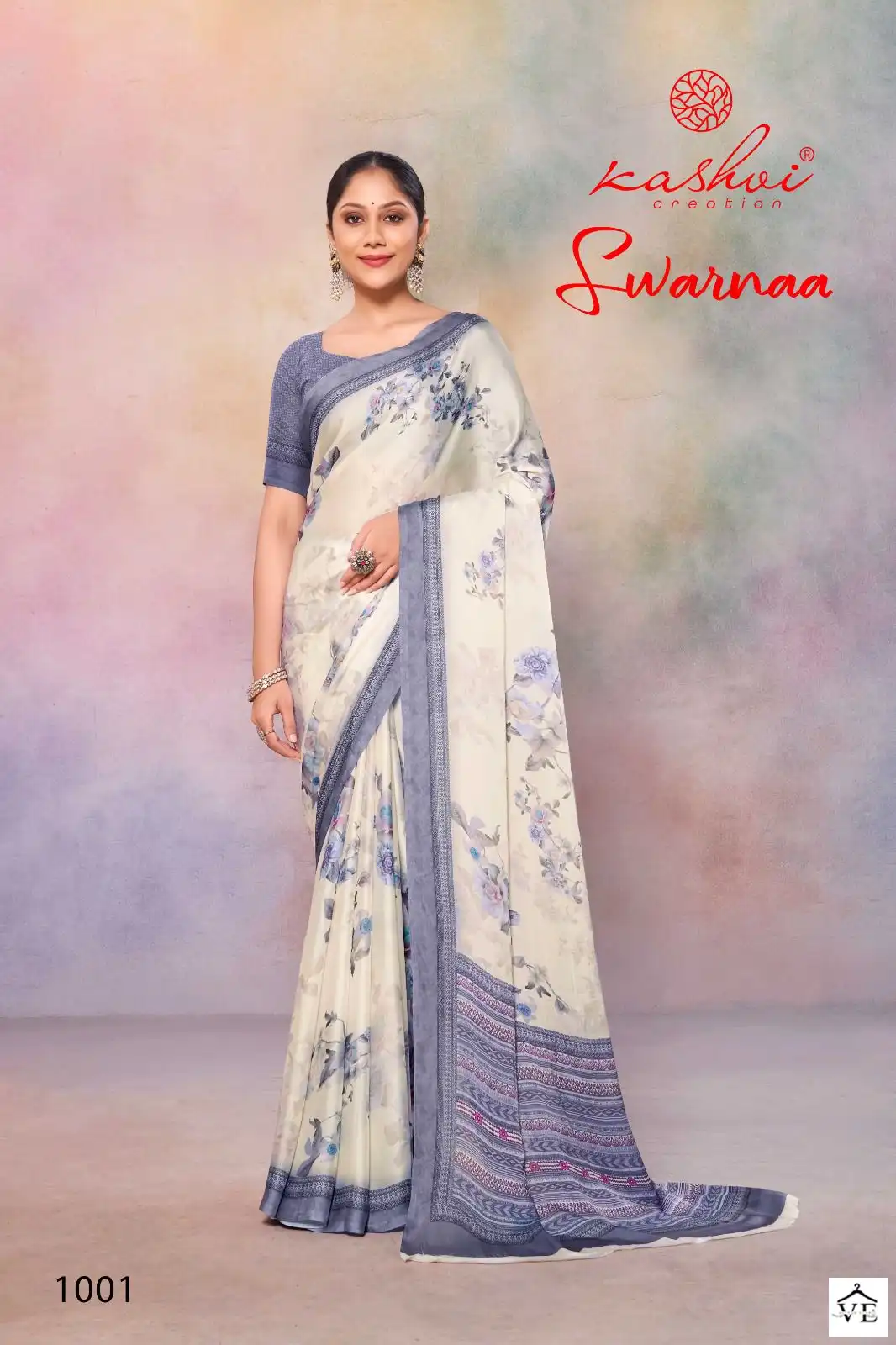 Kashvi Creation Swarnaa Satin Georgette Wholesale Fancy Sarees Catalog - Image 8