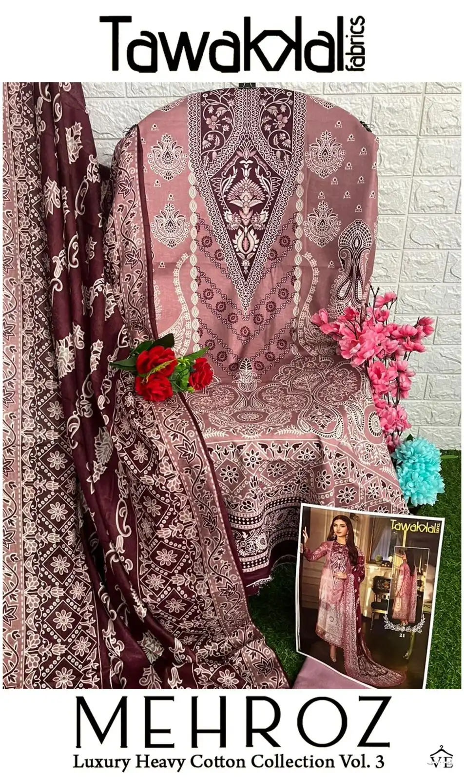 Tawakkal Mehroz Luxury Heavy Cotton Collection Vol 3 Cotton Wholesale Pakistani Salwar Suit Catalog - Image 12
