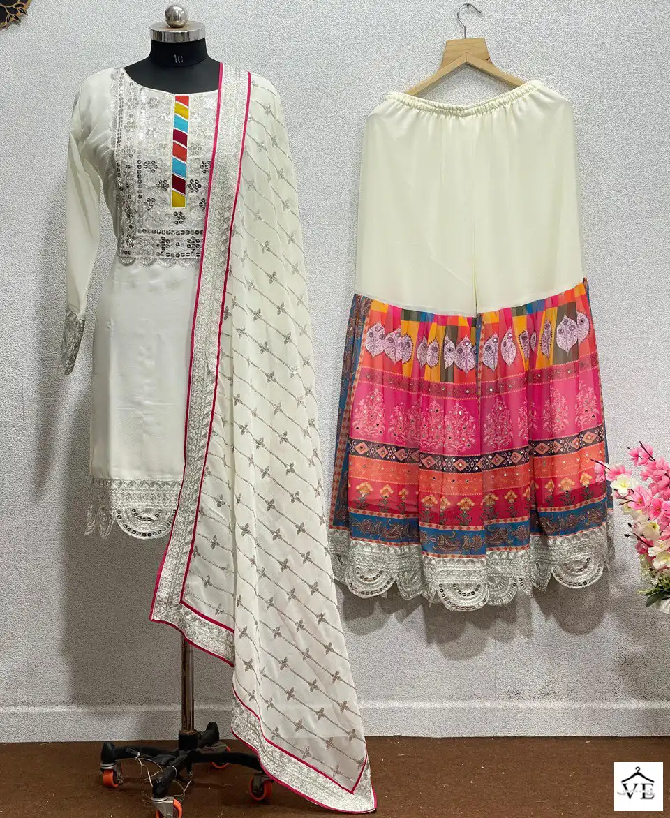 VE 1603 Georgette Wholesale Readymade Sharara Suit