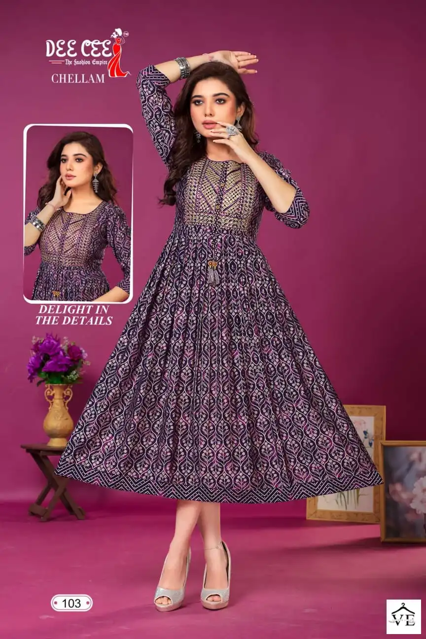 Deecee Chellam Heavy Meschurise Silk Wholesale Kurtis Catalog - Image 4