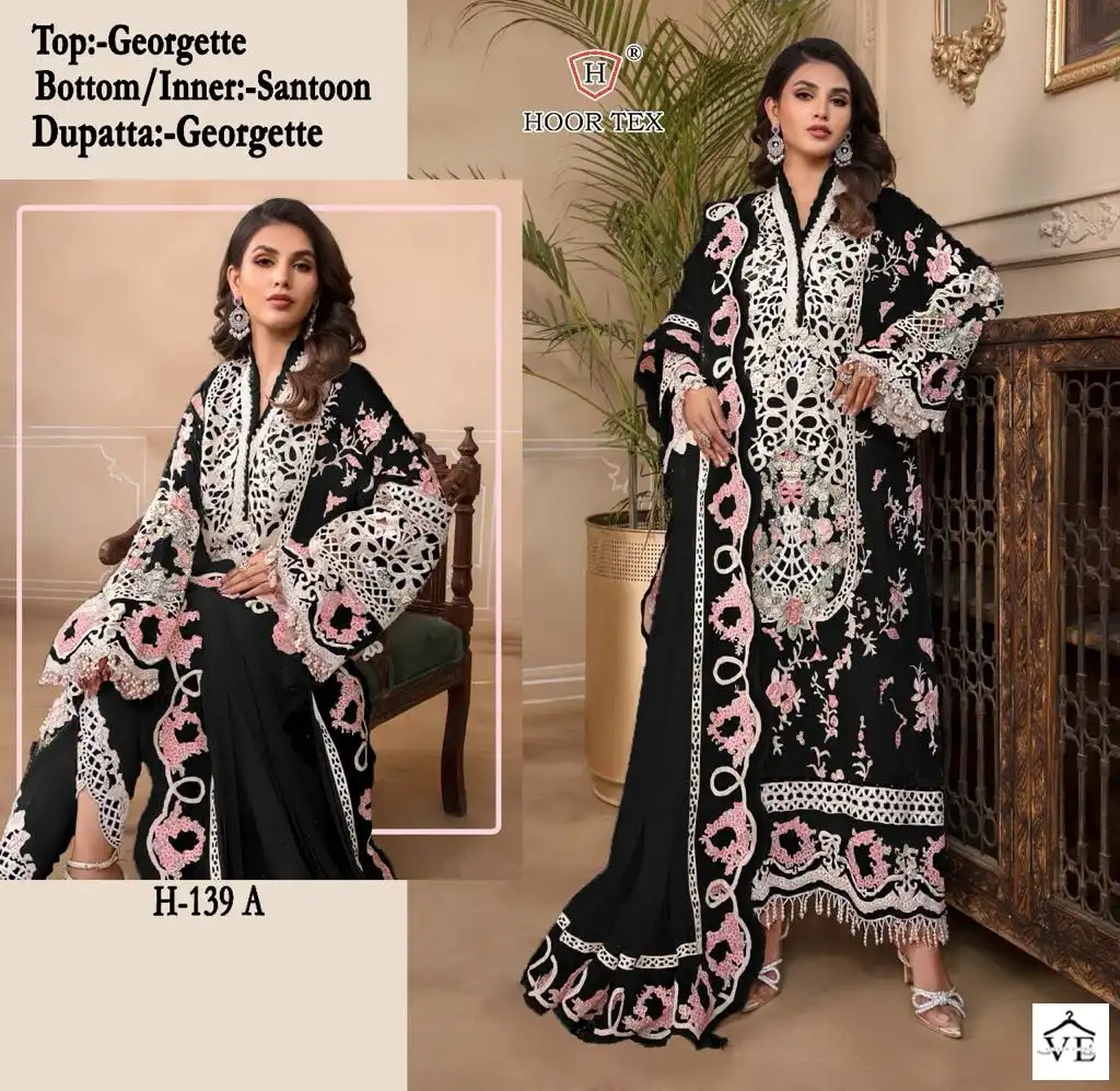 Hoor Tex H-139 Faux Georgette Wholesale Pakistani Suit Catalog - Image 2