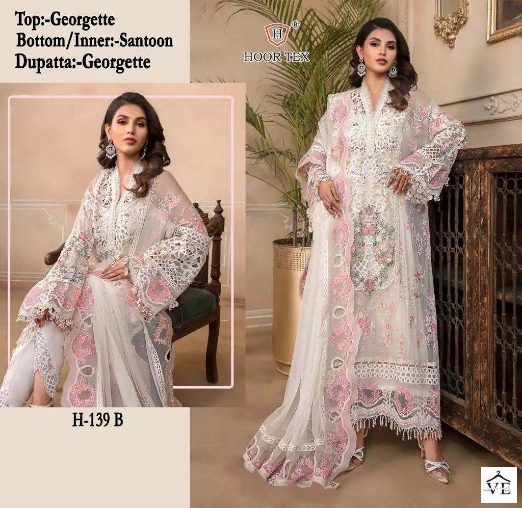 Hoor Tex H-139 Faux Georgette Wholesale Pakistani Suit Catalog - Image 3