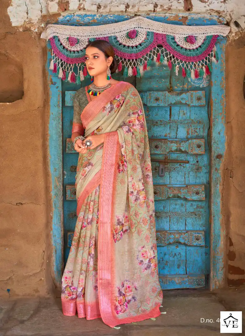 Bhumi Saanvi Vol 3 Linen Wholesale Fancy Sarees Catalog - Image 4