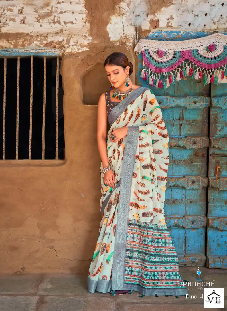 Bhumi Saanvi Vol 3 Linen Wholesale Fancy Sarees Catalog - Image 9