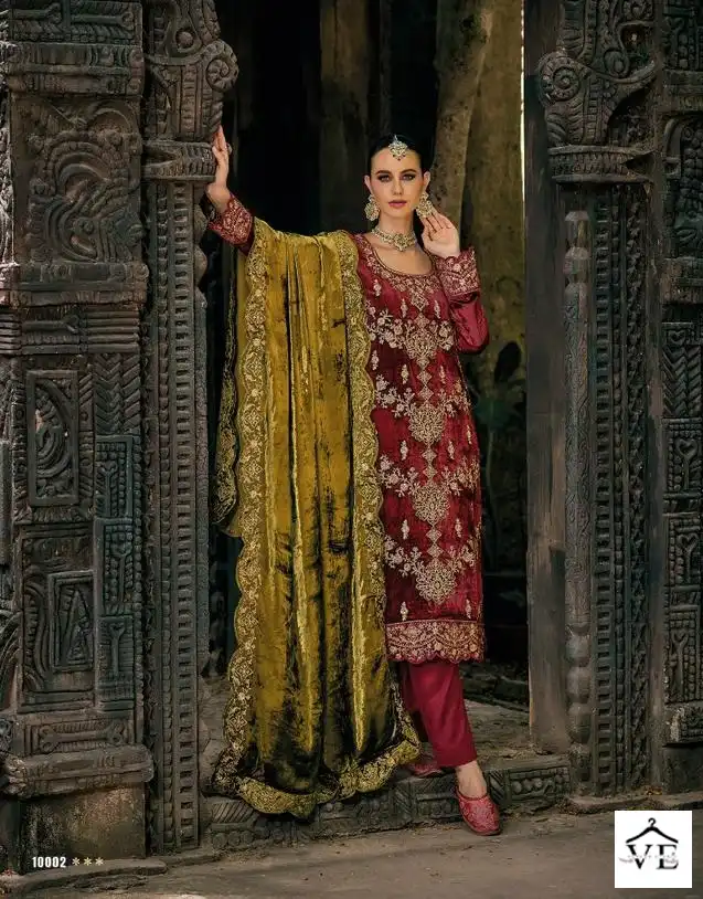 Sargam Shazar Pure Viscose Velvet Wholesale Designer Winter Wear Salwar Suit Catalog - Image 8
