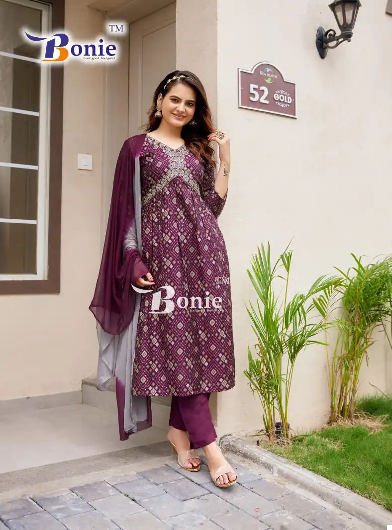 Bonie Aahana Vol 2 Heavy Chanderi Wholesale Readymade Suits Catalog - 7 Pcs Set - Image 2