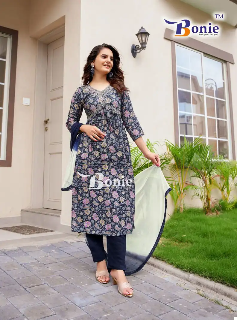 Bonie Aahana Vol 2 Heavy Chanderi Wholesale Readymade Suits Catalog - 7 Pcs Set - Image 5