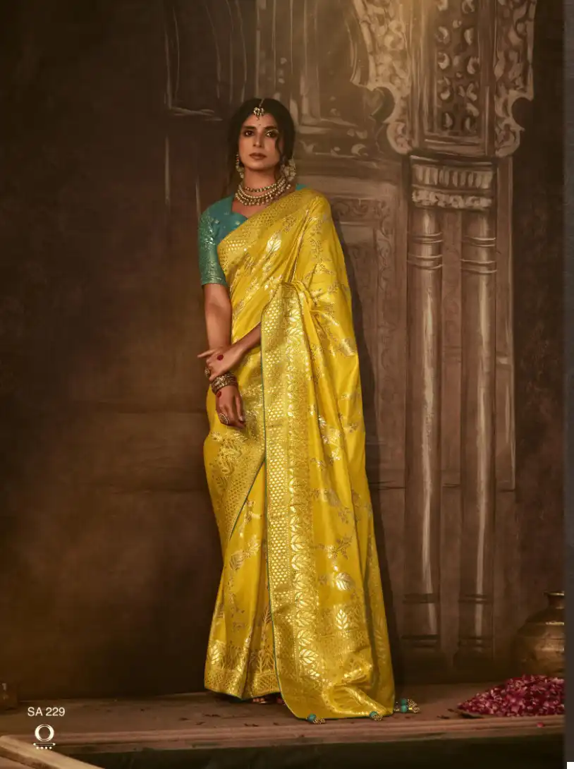 Wedding Yellow Colour Saree | 3d-mon.com