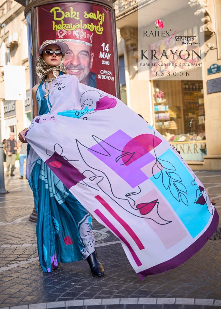 Rajtex Krayon Crepe Silk Wholesale Saree Catalog - Image 10