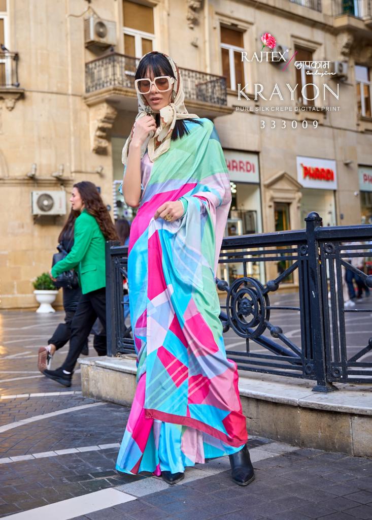 Rajtex Krayon Crepe Silk Wholesale Saree Catalog - Image 2