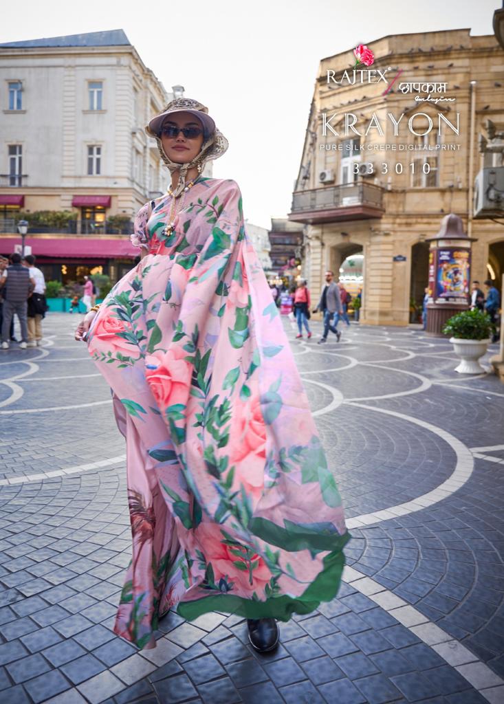 Rajtex Krayon Crepe Silk Wholesale Saree Catalog - Image 3