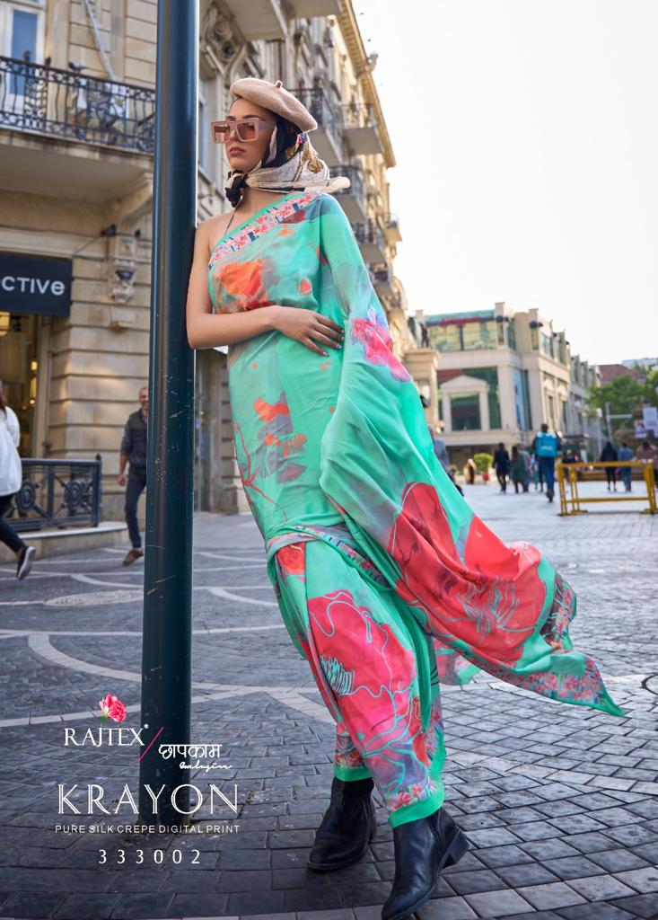 Rajtex Krayon Crepe Silk Wholesale Saree Catalog - Image 4