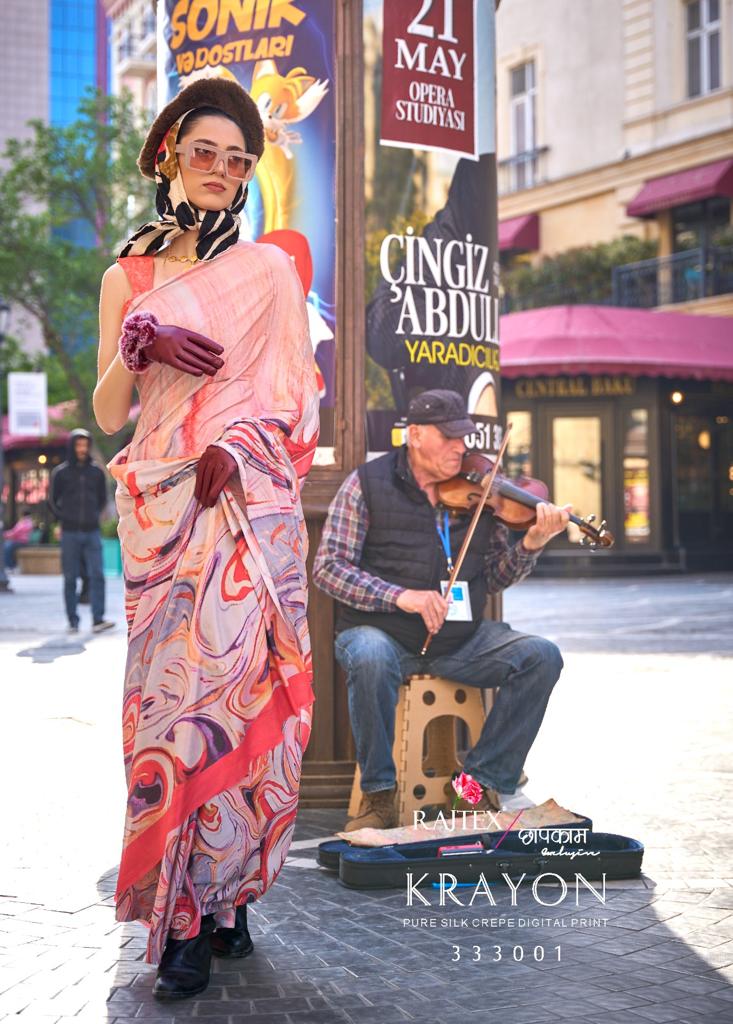 Rajtex Krayon Crepe Silk Wholesale Saree Catalog - Image 5