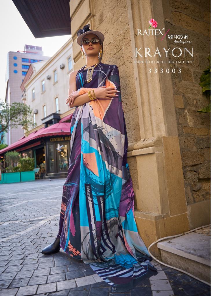 Rajtex Krayon Crepe Silk Wholesale Saree Catalog - Image 8