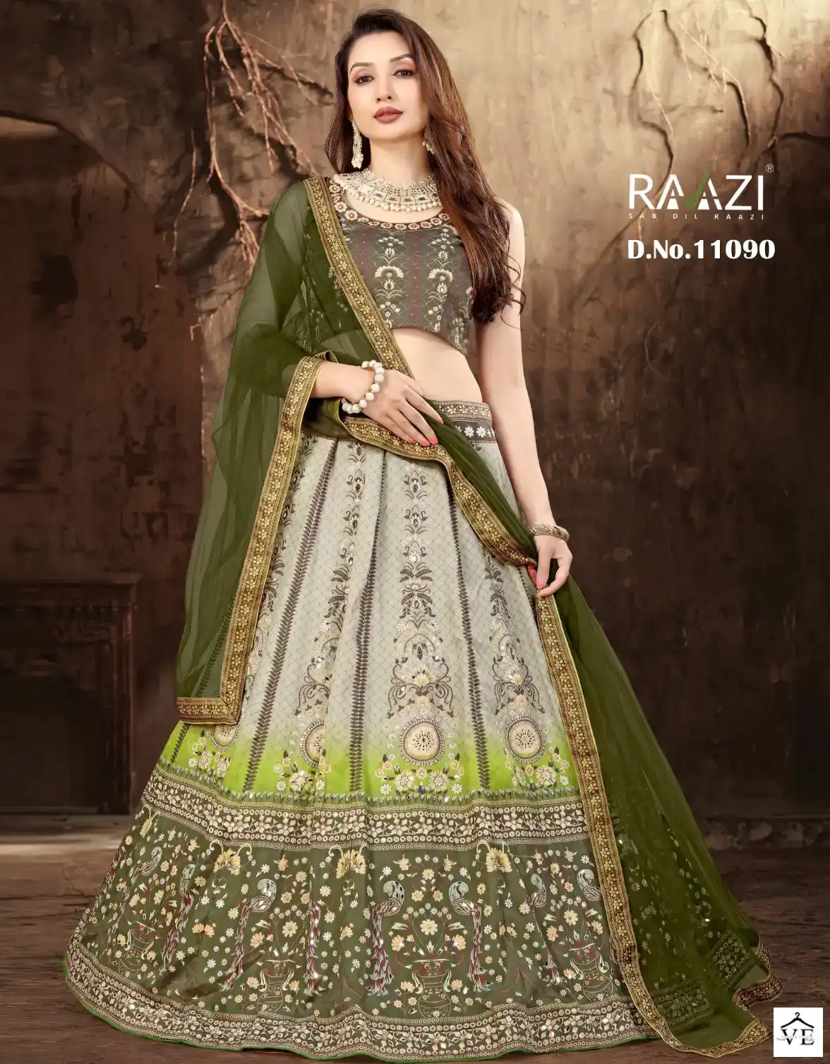 GIRLY VOL 18 Bridal Look Lehengha Choli In Light Rama Green Color By  SHUBHKALA