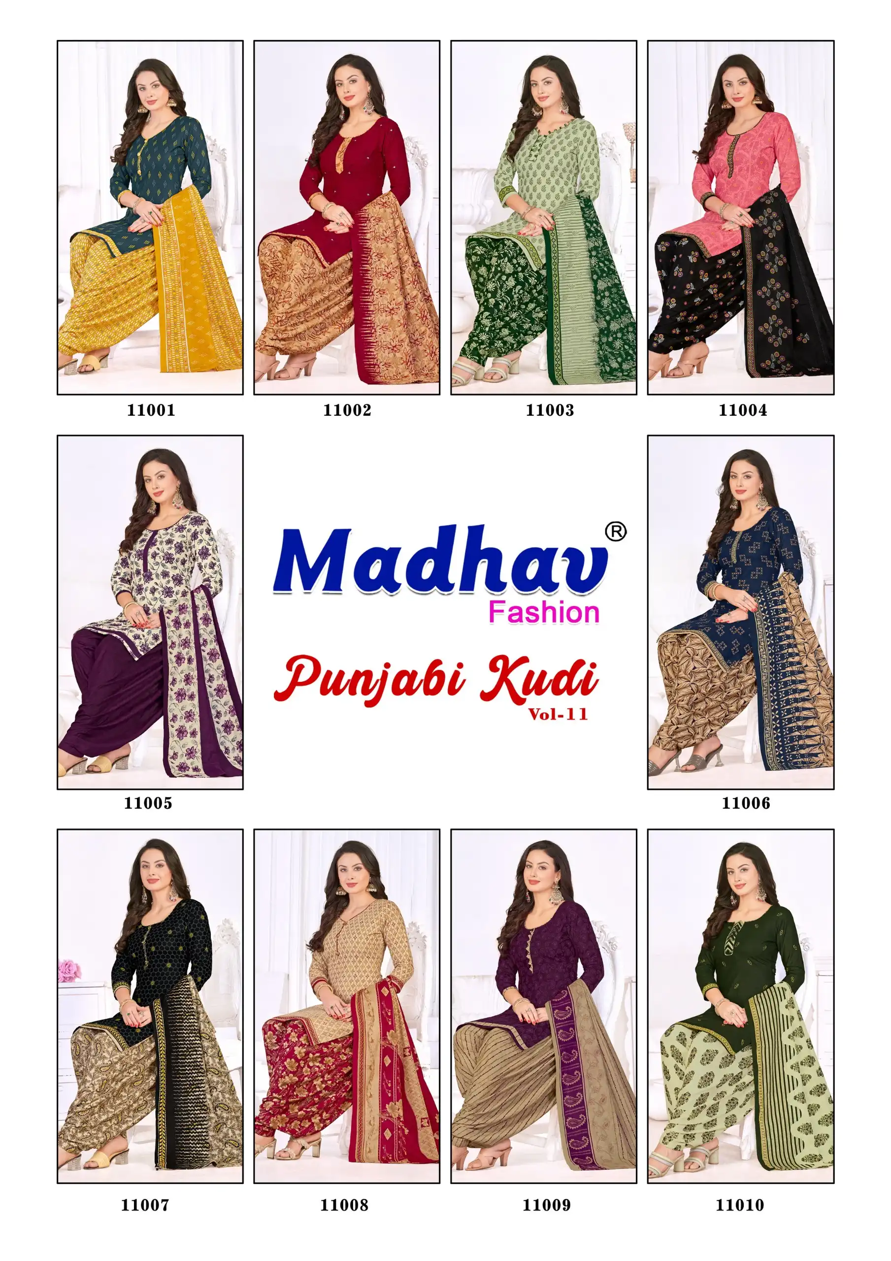 Madhav Fashion Punjabi Kudi Vol 11 Cotton Wholesale Dress Material Catalog