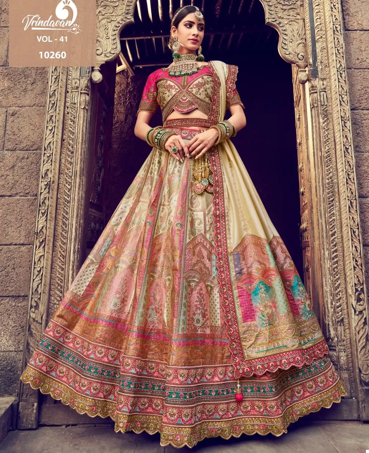 Buy Krishna Fashion Online Women's Net Unstitched Lehenga Choli (Off-White  & Red) at Amazon.in
