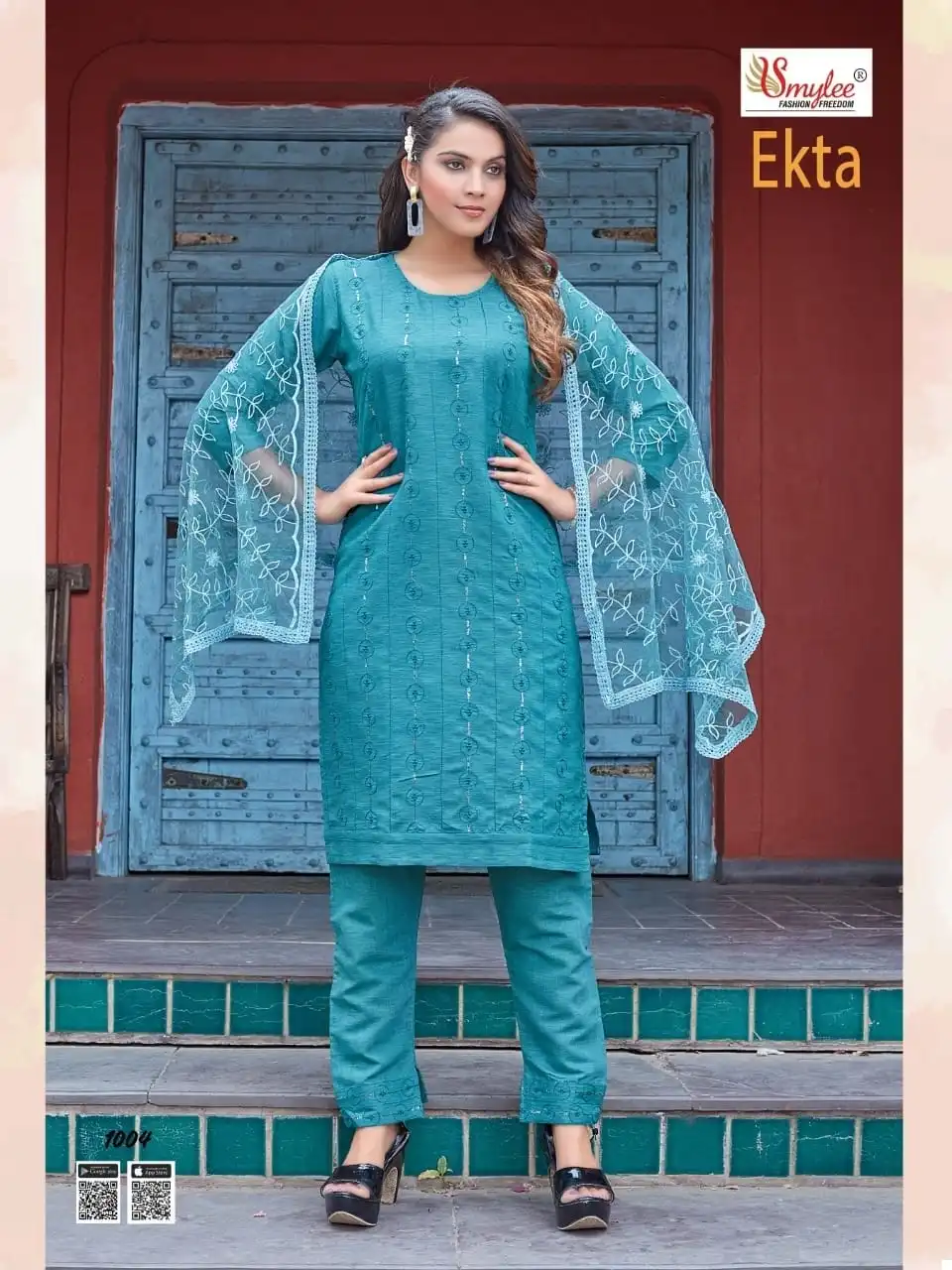 Smylee Ekta Heavy Liquied Rayon Wholesale Readymade Suits Catalog - Image 3