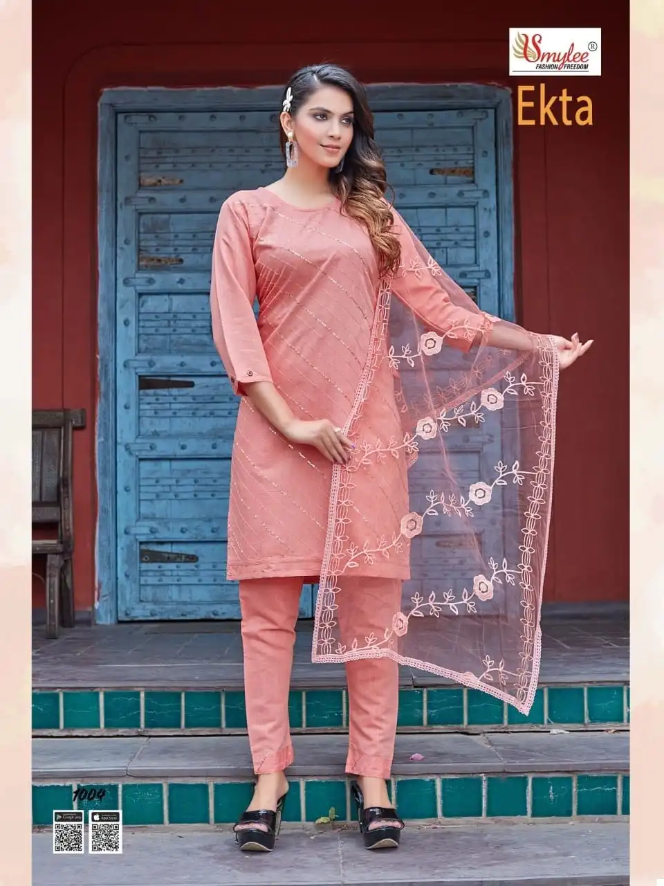 Smylee Ekta Heavy Liquied Rayon Wholesale Readymade Suits Catalog - Image 5
