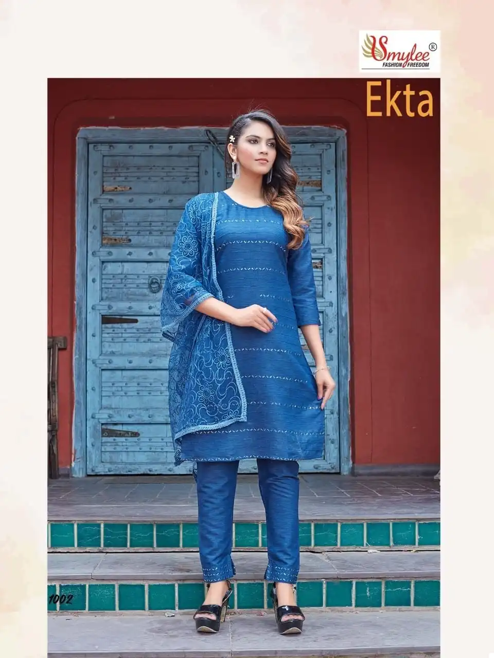 Smylee Ekta Heavy Liquied Rayon Wholesale Readymade Suits Catalog - Image 6