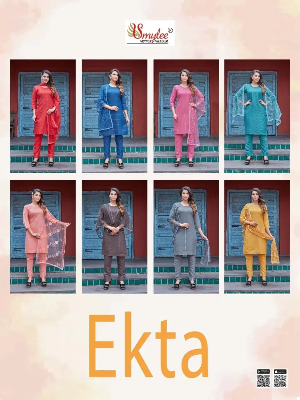 Smylee Ekta Heavy Liquied Rayon Wholesale Readymade Suits Catalog - Image 7