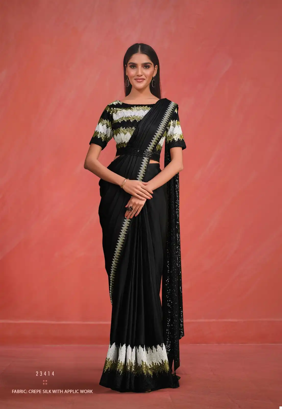 sushma brilliant digital drape crepe sarees wholesale - RR GANDHI