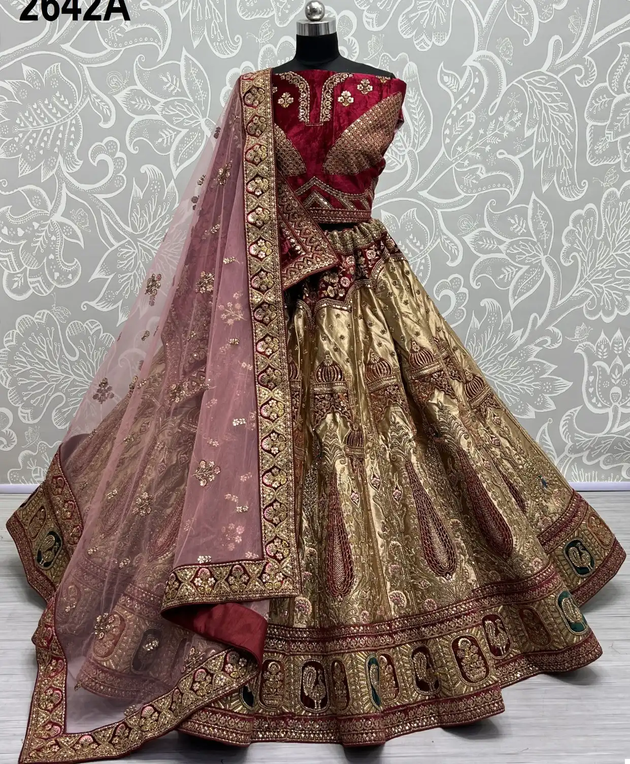 House of Supriya Pink Brocade Silk Hand Embroidered Bridal Lehenga – Mohi  fashion