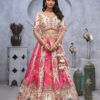 Bridal Lehenga with Temple Motifs, Peacock Designs & Bandhej Jacquard Patches (1)