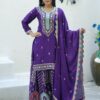 New Designer Embroidered Chinon suit With Sequence Embroidered Work (1)