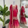 Designer Heavy Chinon Suit with Sharara and Dupatta.