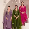 Shop Lily & Lali Zari viscose embroidered suit set with organza dupatta & handwork at wholesale prices. Available in M to 3XL sizes. Order now!