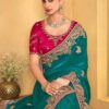 Vardan Fendi Emerald Green Heavy Embroidered Bridal Saree Collection