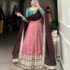 Vardan Rose Pink & Teal Dupatta Moonga Silk Designer Lehenga Collection (2)