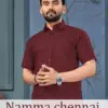 Sangeet Namma Chennai Bombay Slub Cotton Shirt Vesti Set