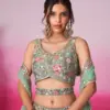 Vardan Sea Green Net Sequinned Designer Bridesmaid Lehenga