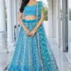 Sky Blue Elegance Butterfly Net With White Thread & Sequin Work Lehenga (1)