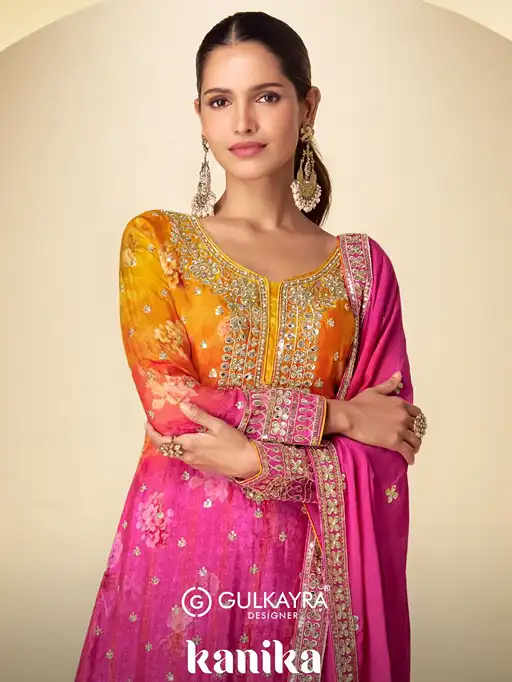 Gulkayra Kanika Real Chinon Digital Print Embroidery Salwar Kameez Catalog
